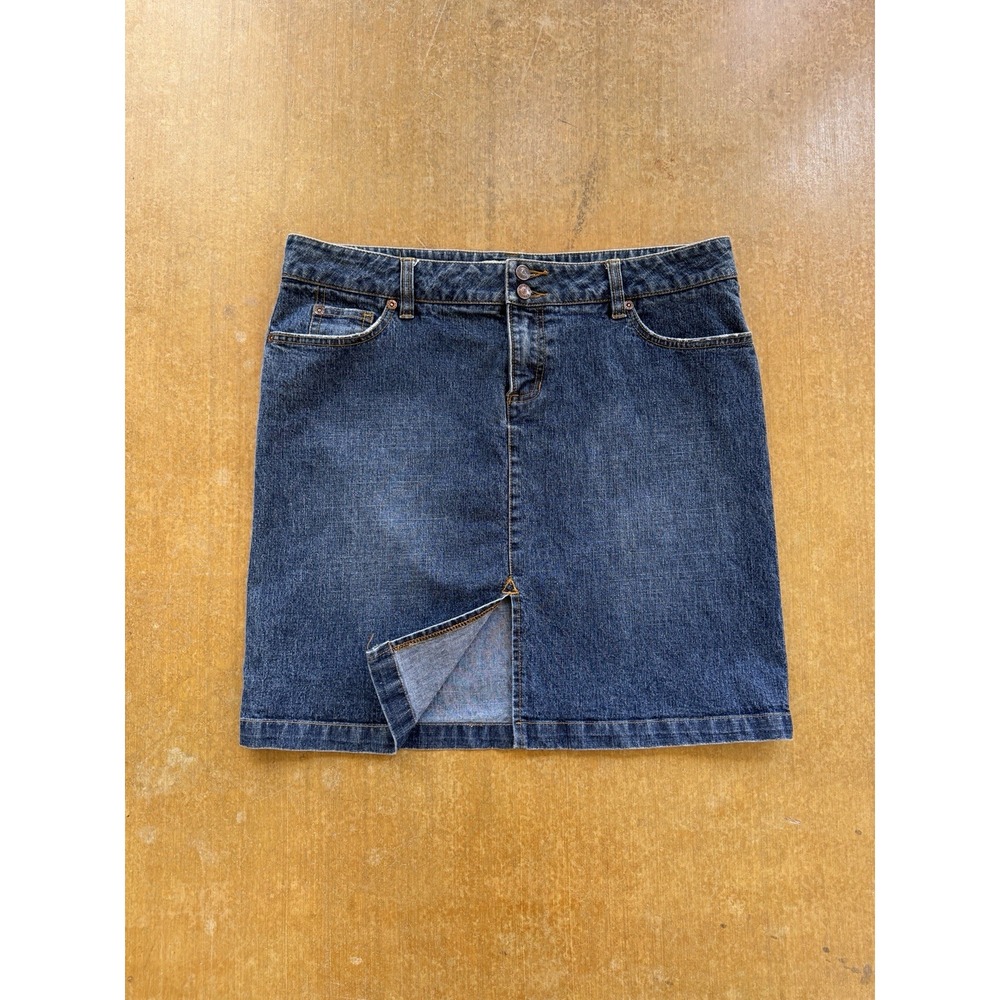 Roxy Jean Vintage Y2K Denim Mini Skirt Blue Mid Rise Size 13 34W Short Skater